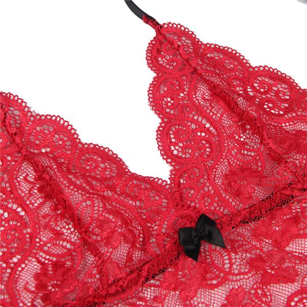 953904 SILK AND LACE NIGHTGOWN + PANTIES RED L/XL