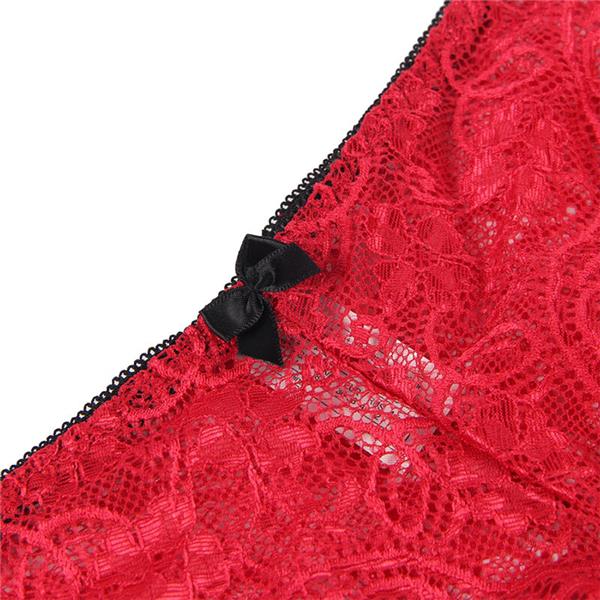 953904 SILK AND LACE NIGHTGOWN + PANTIES RED L/XL