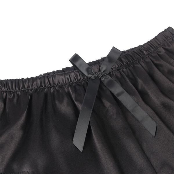 953935 CASUAL SILK NIGHTGOWN + LACE PANTS BLACK S/M