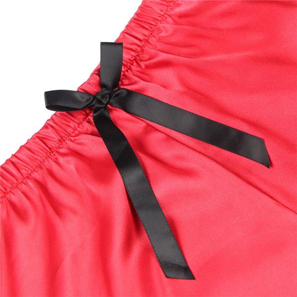 953959 CASUAL SILK NIGHTGOWN + LACE PANTS BLACK/RED S/M