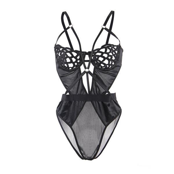 954055 SEKSI ČIPKASTI BODI CRNI S/M