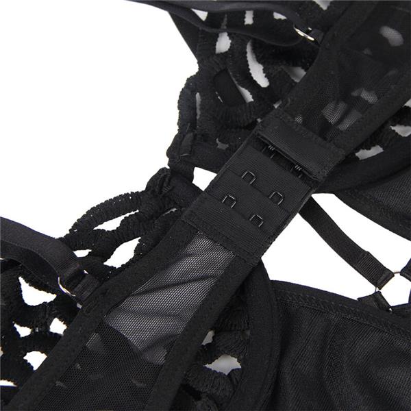 954055 SEKSI ČIPKASTI BODI CRNI S/M