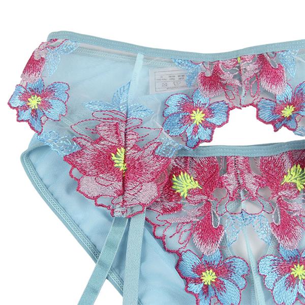 954116 BRA + PANTIES S GARTER BELT CVJETNI DIZAJN PLAVI L/XL
