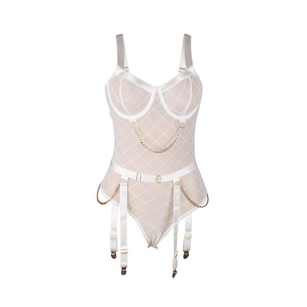954291 BODY WITH CHAINS + GARTER BELT WHITE L/XL