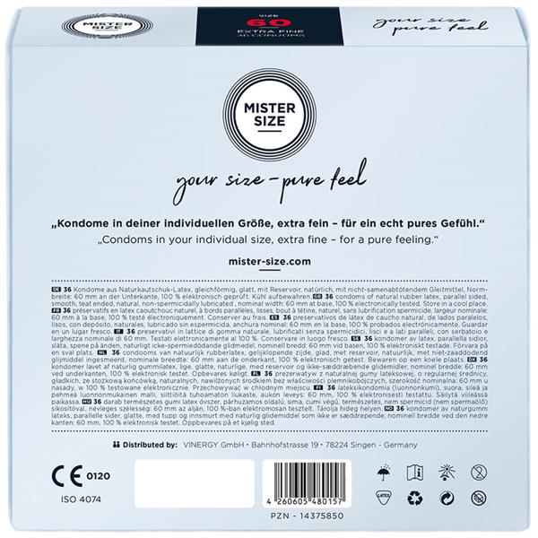 CONDOM SIZE XL 60 MM (36 UNITS)