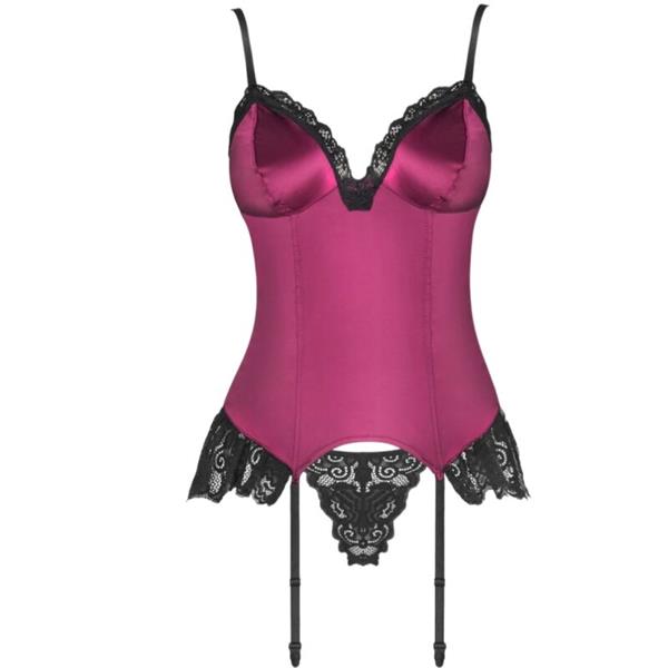 AGRAFENA CF 90436 CORSET + THONG BURGUNDY S/M