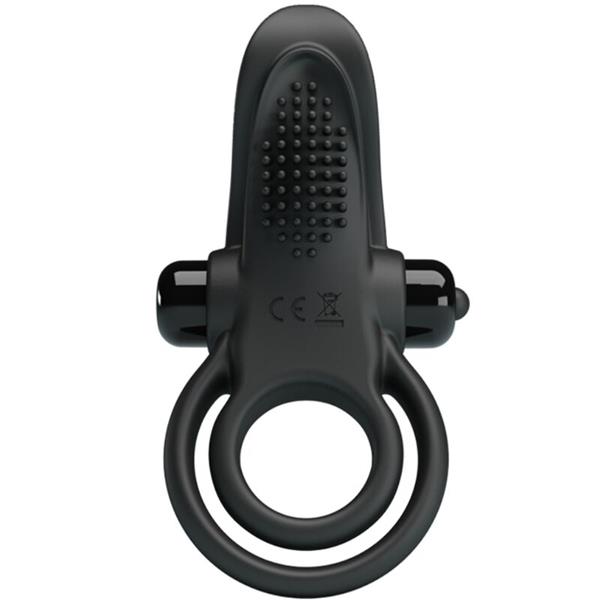 DVOJNI VIBRIRAJUĆI PRSTEN + STIMULATOR KLITORISA 10 VIBRACIJA CRNI