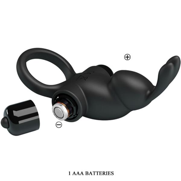 VIBRIRAJOČI OBROČ + RABBIT STIMULATOR KLITORISA 10 VIBRACIJ ČRNA