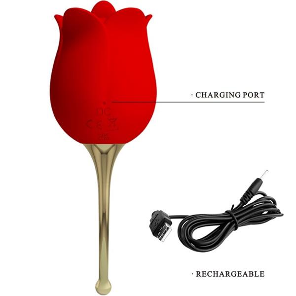 ROSE LOVER ROSE CLITORIS STIMULATOR 12 VIBRATIONS RED