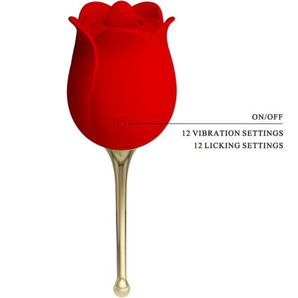 ROSE LOVER ROSE CLITORIS STIMULATOR 12 VIBRATIONS RED