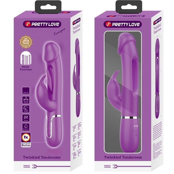 KAMPAS 3 U 1 MULTIFUNKCIONALNI RABBIT VIBRATOR PURPURNI