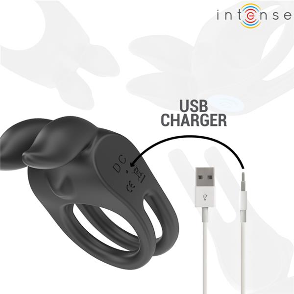 SAM VIBRATOR DVOJNI PENIS PRSTEN 10 VIBRACIJA CRNI