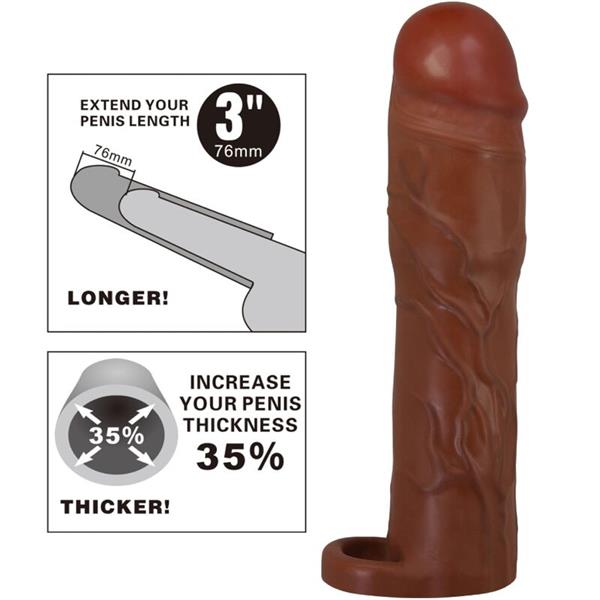 GERD PENIS SLEEVE S PRODUŽETKOM OD 7.6 CM MULATTO