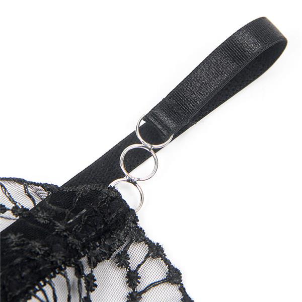 955212 TRANSPARENT BODYSUIT WITH BLACK HOLLOW LACE S/M