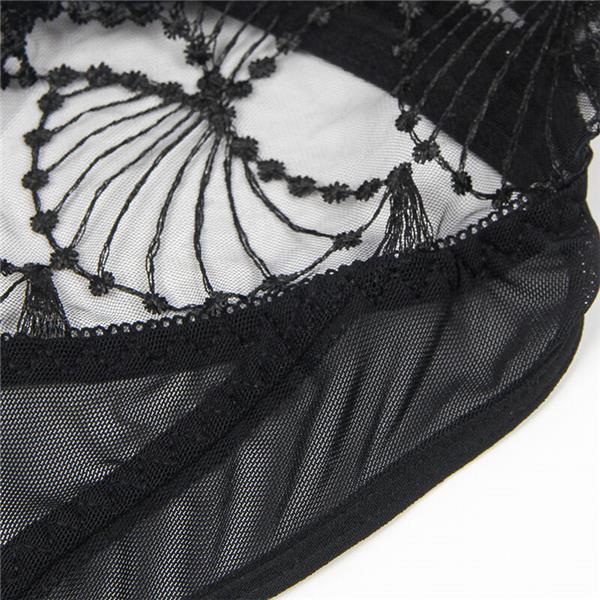 955229 TRANSPARENT BODYSUIT WITH HOLLOW LACE BLACK L/XL