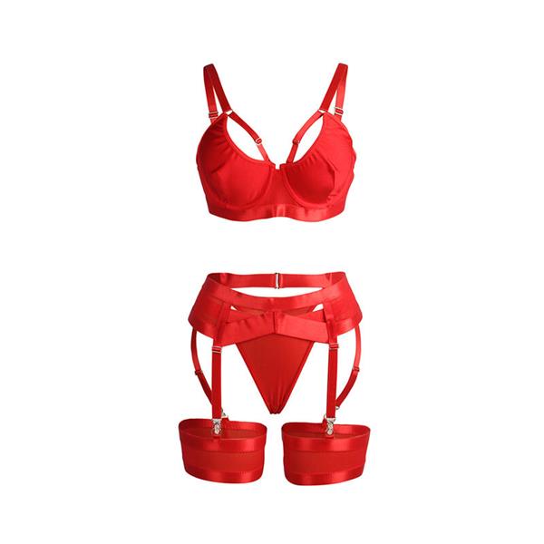 955250 CRVENI BONDAGE BRA S PODVEZICAMA S/M