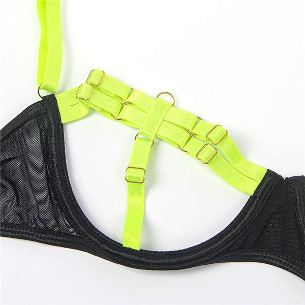 955281 BRA SET WITH NECKLACE AND LEG DETAILS FLUORESCENT GREEN L/XL