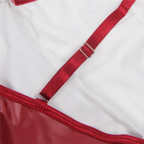 955403 DRESS WITH BURGUNDY LEATHER STRAPS L/XL