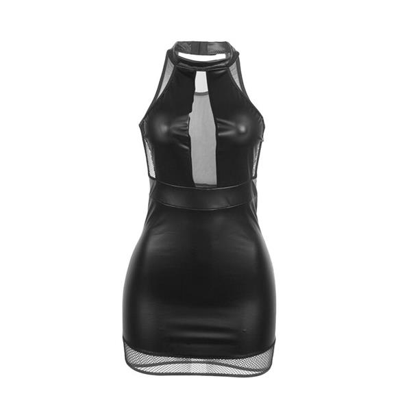 955472 HALTER NECK DRESS WITH TRANSPARENCIES BLACK S/M