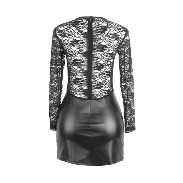 955595 LONG SLEEVE DRESS WITH BLACK LACE S/M