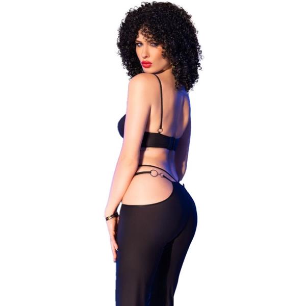 CR 4851 BLACK TOP AND LEGGINGS SET WITH GOLDEN ACCESSORIES S