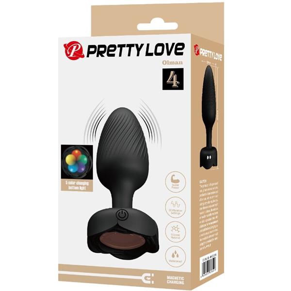 OLMAN ANAL PLUG WITH  LED LIGHT BLACK 8.8 CM