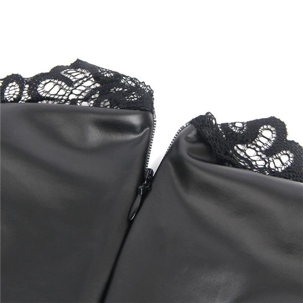 957544 ČIPKASTA OVRATNIK KOŽNA HALJINA CRNA S/M