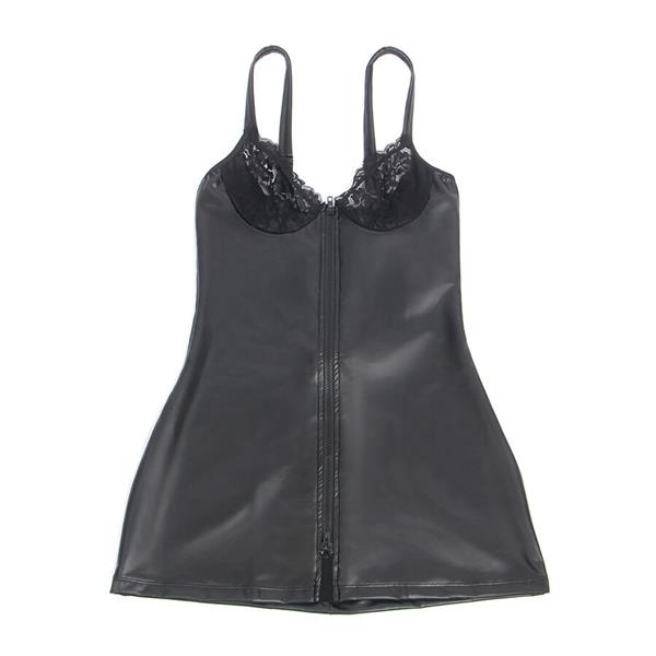 957568 LEATHER ZIP DRESS BLACK S/M