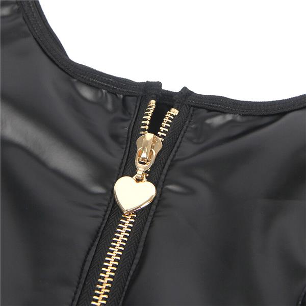 957667 HEART ZIPPER LEATHER DRESS BLACK S/M
