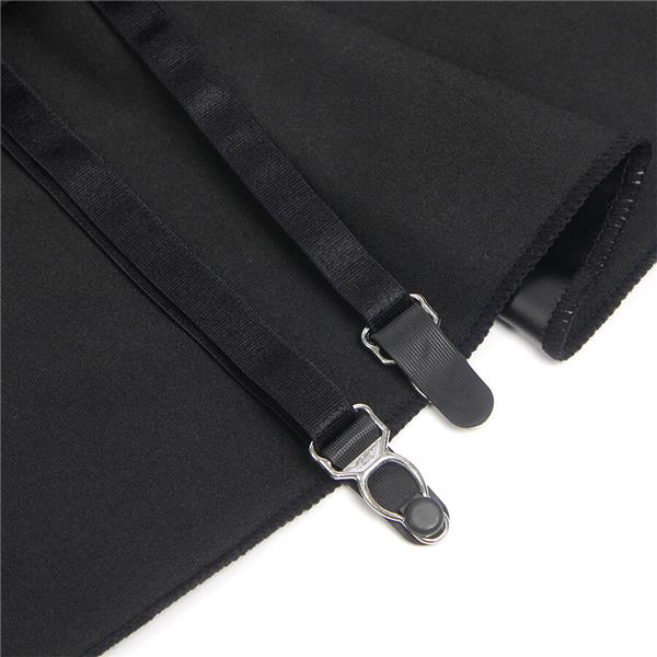 957704 LACE ZIPPER LEATHER DRESS BLACK S/M