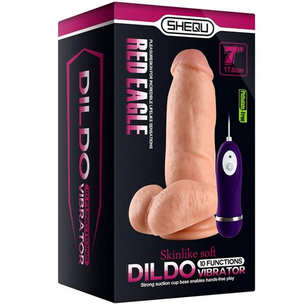 CRVENI ORAO VIBRATOR DILDO S DALJINSKIM UPRAVLJANJEM 17 CM