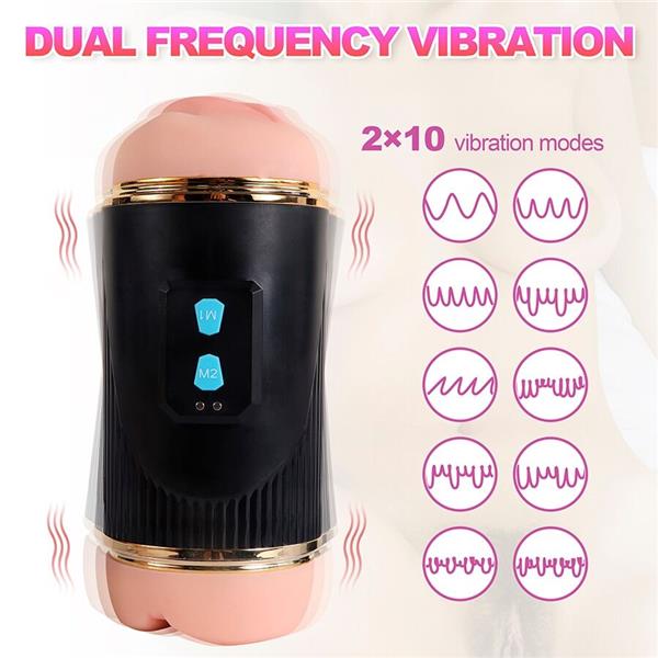 KAY DOUBLE MASTURBATOR WITH DUAL MOUTH AND VAGINA VIBRATION