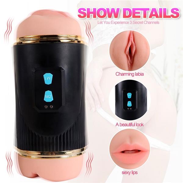 KAY DOUBLE MASTURBATOR WITH DUAL MOUTH AND VAGINA VIBRATION