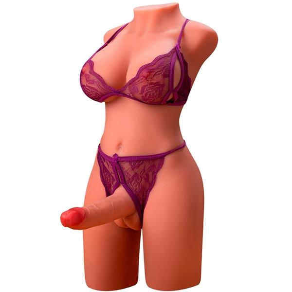 MIAH LADY BOY ŽENSKI TORSO Z DILDOM Z VIBRACIJO IN POTISKANJEM 55 CM