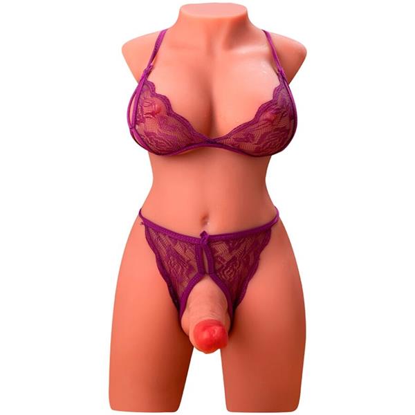 MIAH LADY BOY ŽENSKI TORSO Z DILDOM Z VIBRACIJO IN POTISKANJEM 55 CM