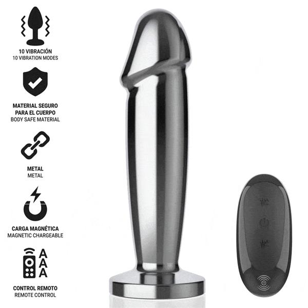 ANAL PLUG 10 VIBRATIONS METAL DILDO WITH REMOTE CONTROL M