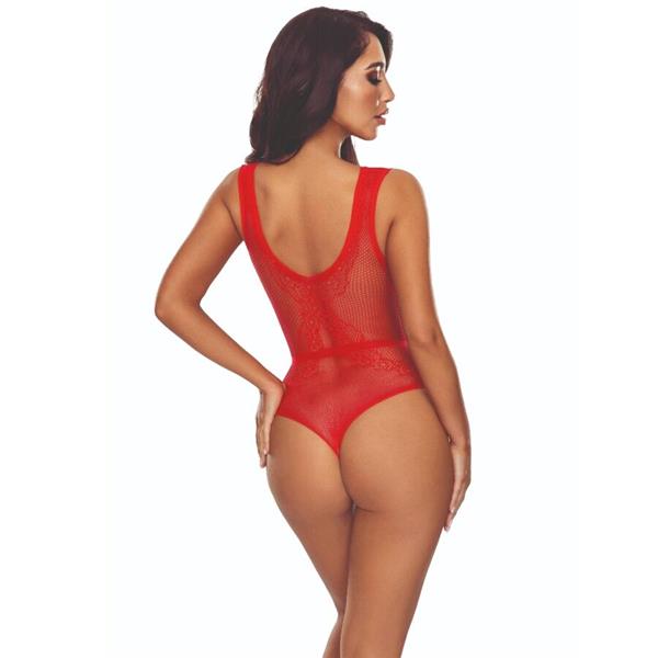 BS115 BODYSTOCKING GRID RED