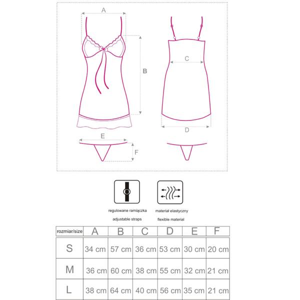 LUISE 1710 BABYDOLL + TANGICE ČRNA S