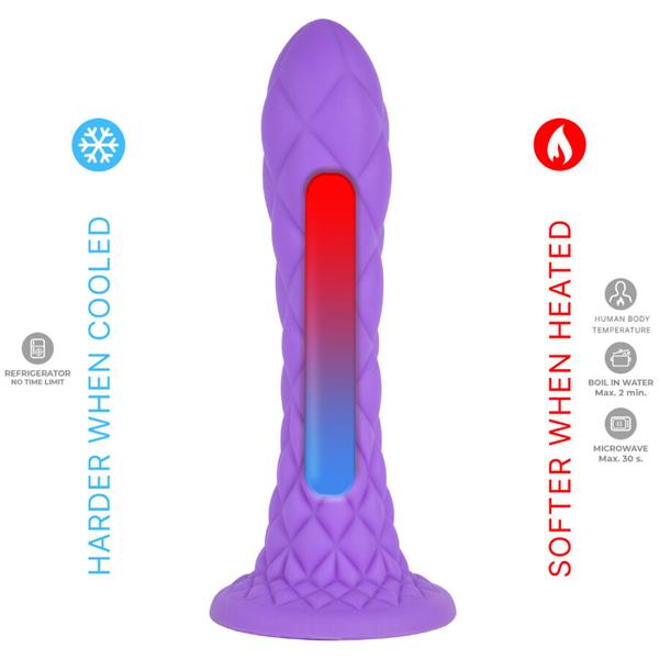 SANJIVI DILDO FANTAZIJA TEČNI SILIKON TERMOREAKTIVNI LJUBIČASTI 18.5 CM
