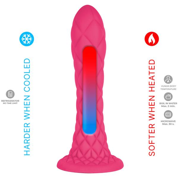 SANJIVI DILDO FANTAZIJA TEČNI SILIKON TERMOREAKTIVNI LJUBIČASTI 18.5 CM