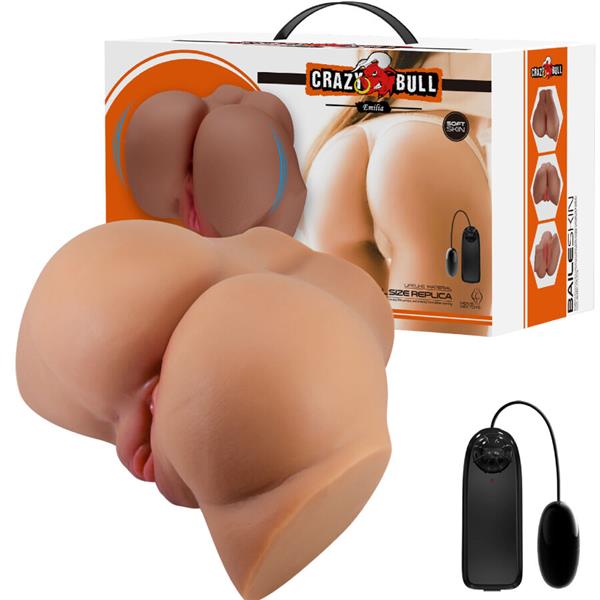 EMILIA VIBRATOR ZA GUZU S REALISTIČNOM VAGINOM I ANUSOM BOJA MESA DALJINSKI UPRAVLJAČ