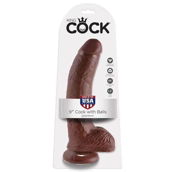 9 DILDO RJAVA Z JAJCI 22.9 CM