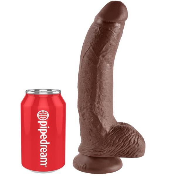 9 DILDO RJAVA Z JAJCI 22.9 CM