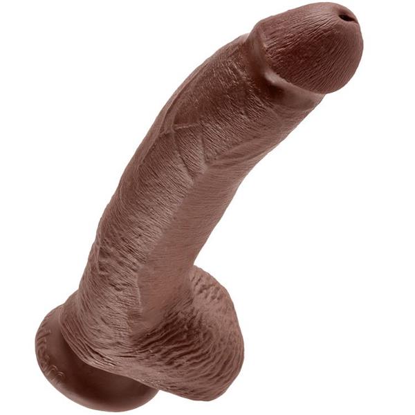 9 DILDO RJAVA Z JAJCI 22.9 CM