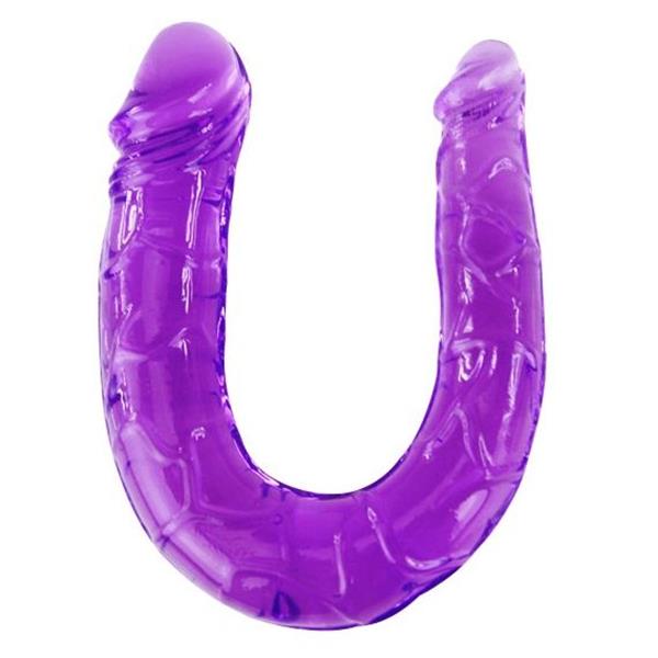 DOUBLE DILDO IN LILAC FLEXIBLE JELLY