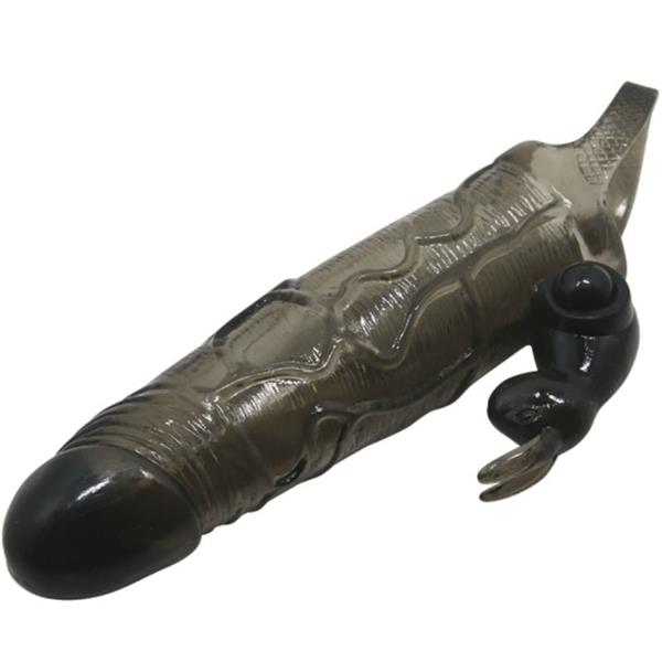 BRAVE MAN PENIS COVER WITH RABBIT BLACK 16.5 CM
