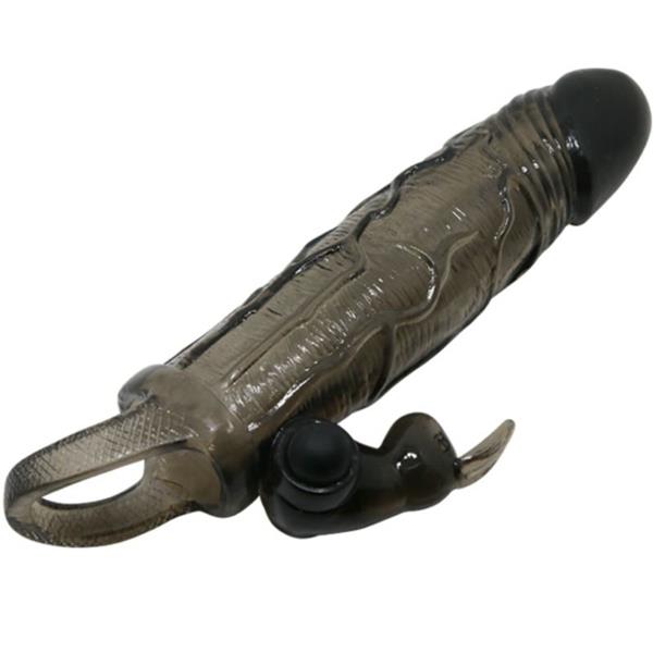BRAVE MAN PENIS COVER WITH RABBIT BLACK 16.5 CM