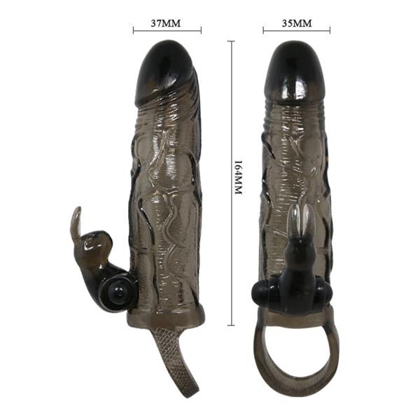BRAVE MAN PENIS COVER WITH RABBIT BLACK 16.5 CM