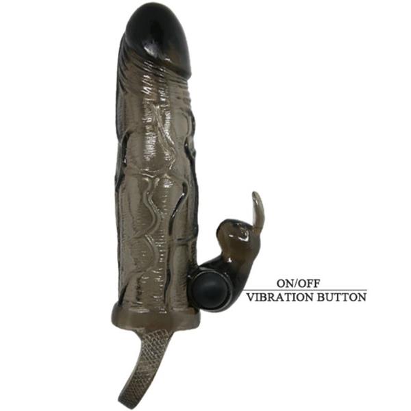 BRAVE MAN PENIS COVER WITH RABBIT BLACK 16.5 CM