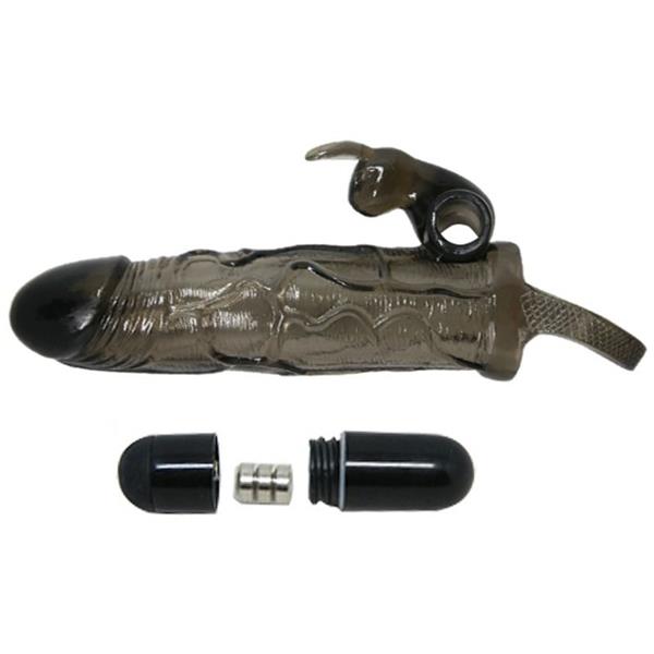 BRAVE MAN PENIS COVER WITH RABBIT BLACK 16.5 CM